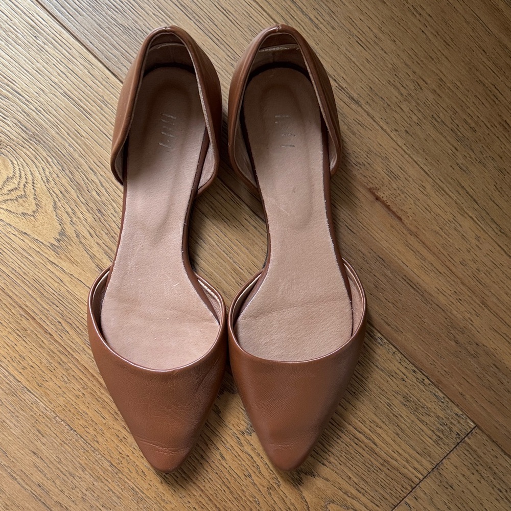 😊J. Jill Women's Pointed Toe D'Orsay Flats in Cognac Brown